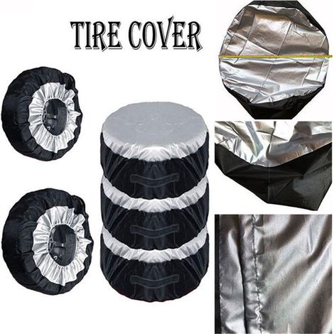 Lot de 4 Housses de Roue de Secours 13-19 Pouces, Protection en Toile Oxford 210D, Étui Anti-Poussière pour Pneu Voiture 13-23 Pouces, Couvre-Jante Imperméable (1/5)