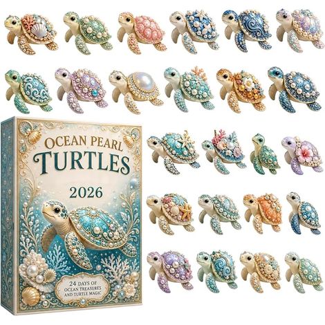 Perlenschildkröten-Adventskalender für Weihnachten 2026, 2D-Meeresschildkröten (1/5)