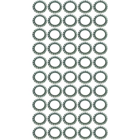 50x Flache Lüfterscheibe mit Außenverzahnung, gezahnte Sicherungsscheibe aus verzinktem Stahl, DIN 6798, Form A, Sicherungszahn, Befestigungsschraube/-bolzen, Eisenwaren, Elektrotechnik, M12x20,5x1 mm (1/2)