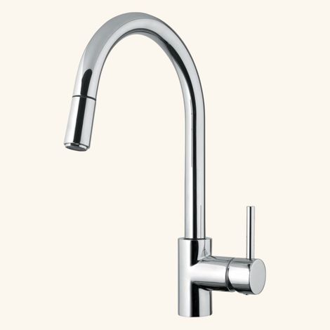 Robinet douchette chromé col de cygne 360° – Débit 11 l/min – Flexible 150cm – Cartouche céramique – Normes Européennes – Luisina (1/5)