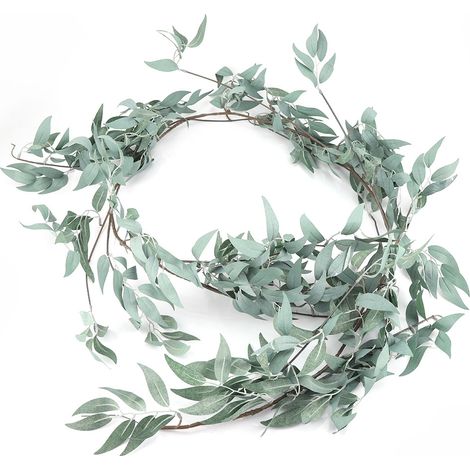 1 Feuilles de saule artificielles, 170 cm, gris-vert, tige plastique, décoration mariage intérieur (1/5)