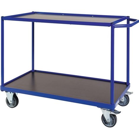 Bako Logistiksysteme Tischwagen F300 mit Bordkante 2 Ladeflächen und waagerechtem Schiebegriff 1000x600mm (1/2)