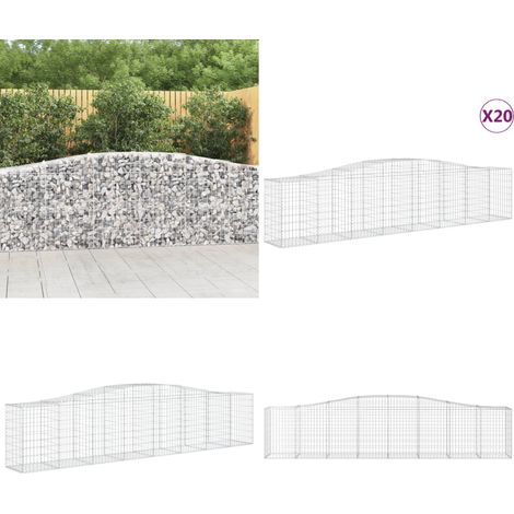 Gabionen mit Hochbogen 20 Stk. 400x50x80/100cm Verzinktes Eisen - Gabionen - Gabionenkorb - Gartendeko - Zaun - Sichtschutz - Home & Living (1/5)