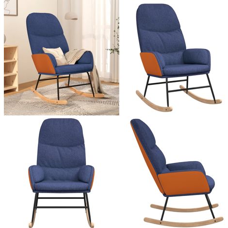 vidaXL Chaise à bascule Bleu Tissu