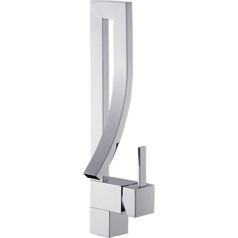 Robinet Salle De Bain Robinet Lavabo Pivotant À 360°, Style Moderne Monocommande Laiton Mitigeur Lavabo Eau, Argent (1/4)