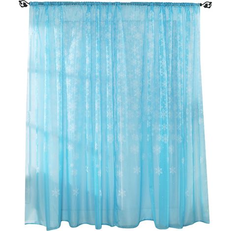 Voilages bleu ciel à motif flocons de neige transparents — Idéaux pour chambres et salons (100 x 200 cm) (1/5)