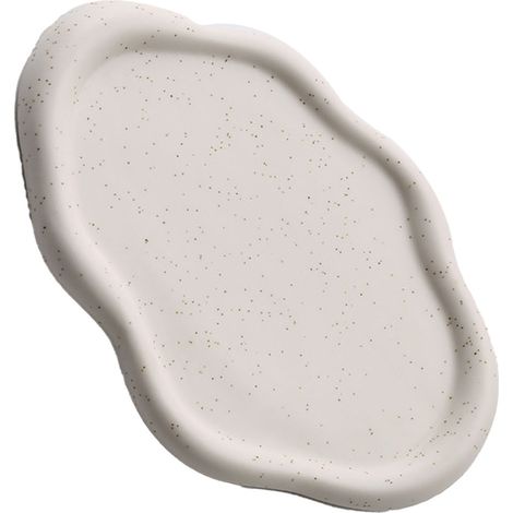 Plateau à bijoux ovale blanc, en céramique brillante, style moderne et élégant, idéal pour la maison ou comme cadeau.