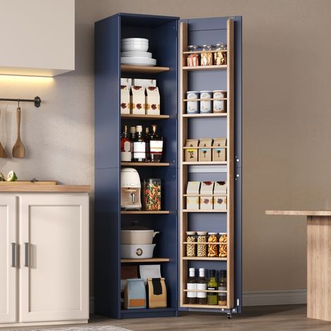Dispensa a colonna 40x40x183 cm in MDF blu con vani contenitore FloraGrace (1/5)