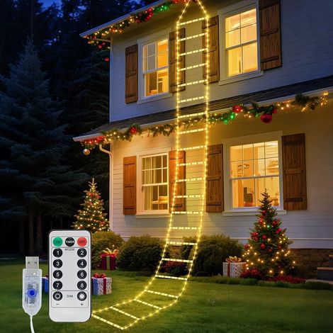 LED Échelle avec le Père Noël, Noël échelle Extérieur Grimpeur Lumineux LED de 3M, Fonction Mémoire Minuteur, Étanche, pour Decoration Noel Exterieur et Interieur (1/5)