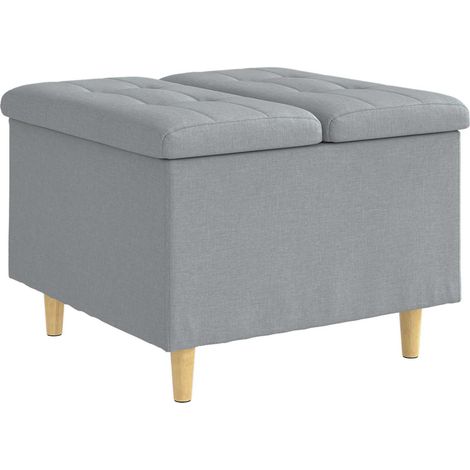 vidaXL  Storage Ottoman  with Cushion Light Grey 60 x 60 x 45 cm Fabric