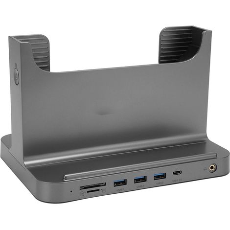 Support vertical pour PC 8 en 1, station d'accueil avec transmission de signal stable, support pour mini PC compatible OS X et interface bureautique, gris sidéral (1/5)