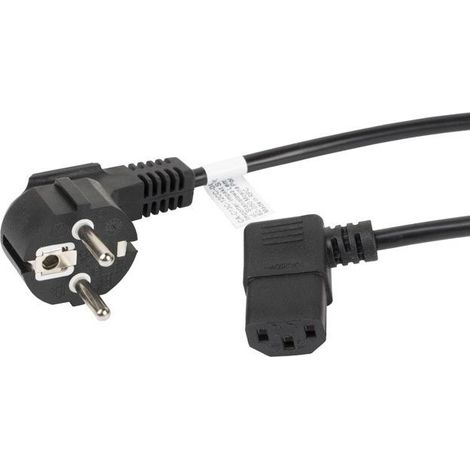 Câble d'alimentation coudé CEE 7/7 - IEC 320 C13, 1,8 m, VDE, noir (1/3)