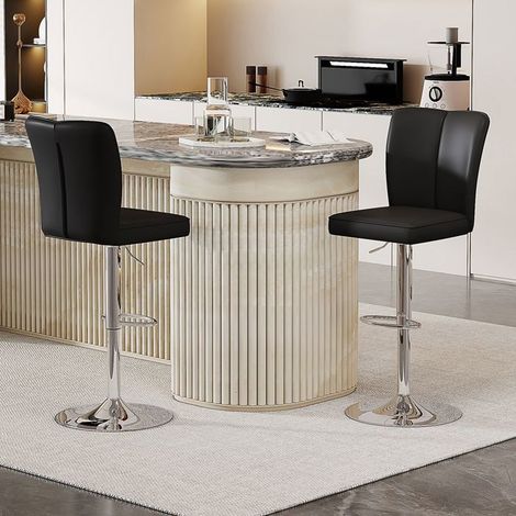 Tabouret de bar - WESTYLE - Lot de 2 - Hauteur réglable 63–85 cm - Pivotant 360° - Cuir PU déperlant (1/5)