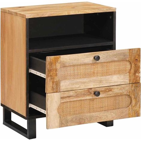 Cabinet de chevet Naturel 50 x 33 x 62 cm Bois de mangue massif (1/5)