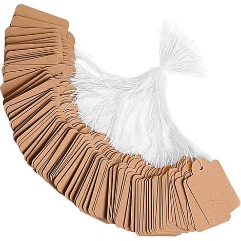 Set mit 200 Geschenkanhängern mit Kordel, kleine braune Kraftpapier Etiketten, beschreibbare Preisschilder für Kleidung, Schmuck und Weihnachtsge (1/5)