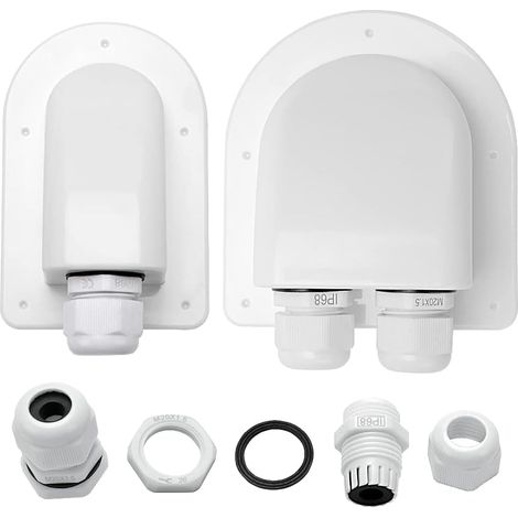 2 Pcs Solar Cable Gland Gland Entry Waterproof Cable for 6-12mm Cable, ABS IP68 Solar Single & Double Cable Entry Tassel for Solar Panels Camper, Caravan, Boat (1/5)