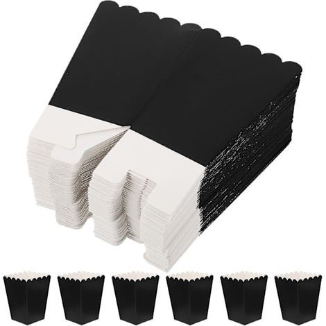 50 pcs Popcorn Lådor Papper Popcorn Tubs Enkla Fettsäkra Popcornbehållare Noir (1/3)