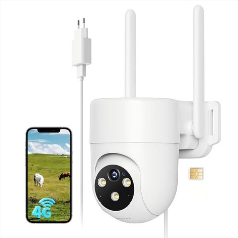 4G Caméra de Surveillance Extérieur Carte SIM Enregistreur 24/7 2K Caméra de Sécurité 360° PTZ avec AI Humain Détection Vision Nocturne Couleur Imperméable IP66 (1/5)