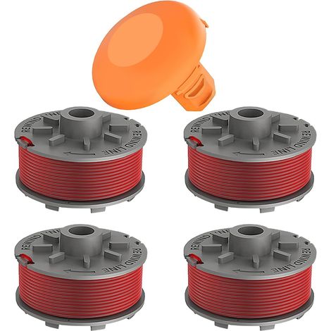 4 bobinas de hilo para desbrozadora compatibles con Gardena 5364-20, bobina de repuesto adecuada para la desbrozadora Gardena Turbo SmallCut 2401, Ø1,65 mm 6,1 m, con tapa 5328-20 (4 bobinas + 1 tapa) (1/5)