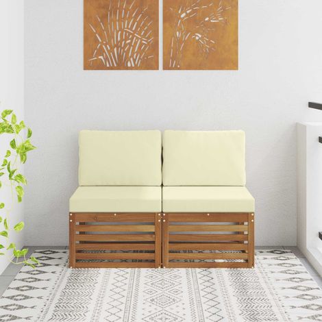 2 Stück Outdoor Mittelsofa Massivholz Akazie Natur (1/5)