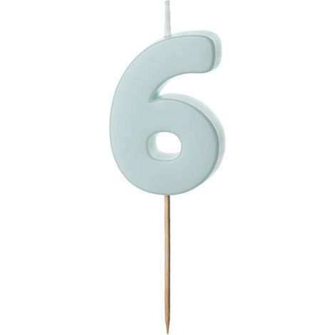 Geburtstagskerze Zahl 6, hellblau, 5,5cm (1/3)