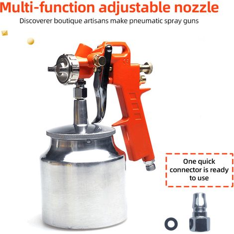 Universal cordless paint sprayer with 1.5mm copper nozzle for interior painting, DIY car paint gun with 750ml aluminum alloy cup, fitting (1/5)