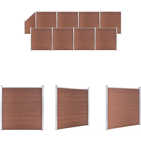 WPC Zaun-Set 8 Quadrate + 1 Schrge 1484x186 cm Braun (1/5)