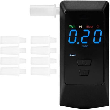 Ethylotest Electronique avec 8 Embouts buccaux, Alcootest Portable avec Rechargeable USB, Ethylomètre de précision de qualité Professionnelle, pour Un Usage Personnel et Professionnel (1/5)