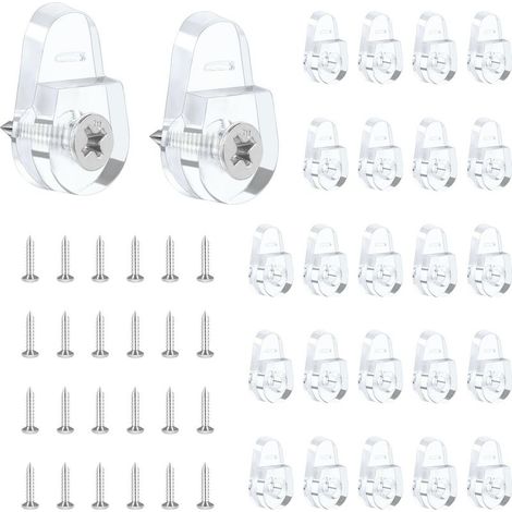 Lot de 25 clips de fixation pour miroir en plastique transparent avec vis pour miroir sans cadre (1/5)