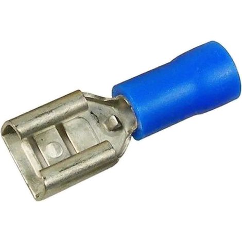 100 fiches femelles bleues pour languette plate de 6.3 x 0.8mm, section: 1,5 à 2,5mm² (730E)