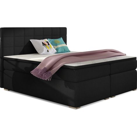 Lit chambre d'hôtel avec matelas tissu noir Alko-180x200 (1/5)
