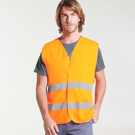 Chaleco fluorescente para industria de alta visibilidad con bandas reflectantes SIRIO ROLY M/L Naranja fluor (1/4)