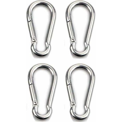 4-teiliger Karabiner für hohe Beanspruchung, Sport, zum Festhalten von Hunden, Hängematten, aus Edelstahl 304, 8 mm dick