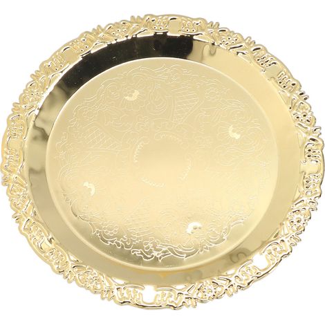 Plateau de Service Rond en Acier Inoxydable pour Présentation de Bijoux, Fruits et Amuse-gueules (1/5)