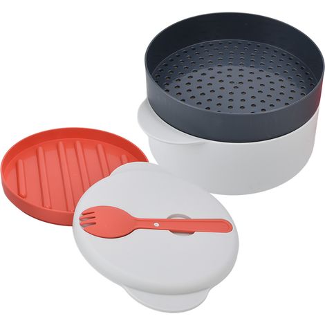 Cuisine vapeur micro-ondes 2L - Récipient empilable anti-brûlure avec poignée pour légumes (1/5)
