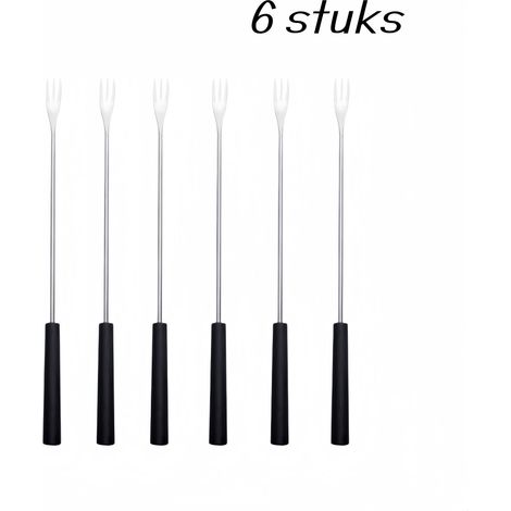 fourchettes à dessert - acier inoxydable et ABS - pour fruits, gâteaux et fondue au chocolat - 26 cm - noires (1/5)