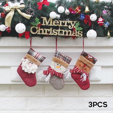 Grandes chaussettes de Noël décoratives en forme d'élan à suspendre au sapin de Noël, pour une fête de Noël ou pour la maison. (1/5)