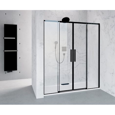 Porte de douche coulissante ALTIS BLACK 1770-1810mm, (H) 2000mm, verre clair (1/2)