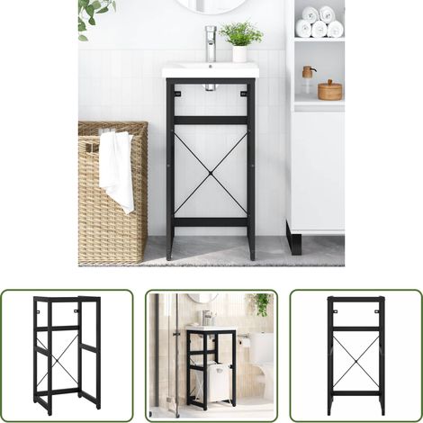 Support de lavabo - Cadre de lavabo de salle de bain Noir 40x38x83 cm Fer (1/5)