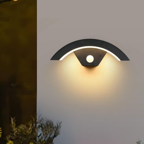 Applique Murale Led Moderne, 24W 2650LM Applique Exterieur Led Detecteur de Mouvement, Ip65 Snthracite, U Design en Forme de Lampe Murale Etanche pour Villa, Porche, Passerelle, Jardin, Balcon (1/5)