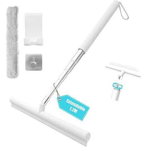 Raclette de douche extensible avec support - 120 cm - Blanche (1/5)