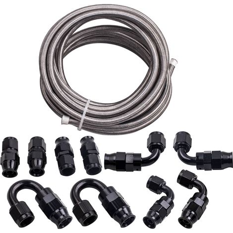 AN-6 Acero Nylon Manguera de Combustible Aceite Trenzado kit de extremo montaje (1/5)
