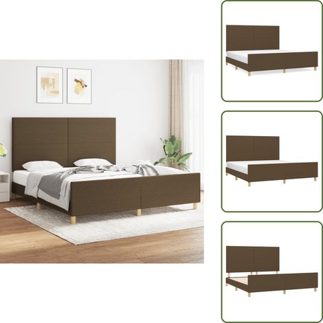 Bettgestell ohne Matratze Dunkelbraun 180x200 cm Stoff - Bettstellengestell - Doppelbett - Massivholzbette - Lattenrostbetten - Boxspringbett