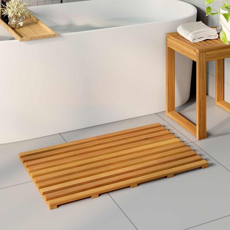 vidaXL Tappeto da bagno Tinta unita Marrone 80 x 48 x 2,5 cm