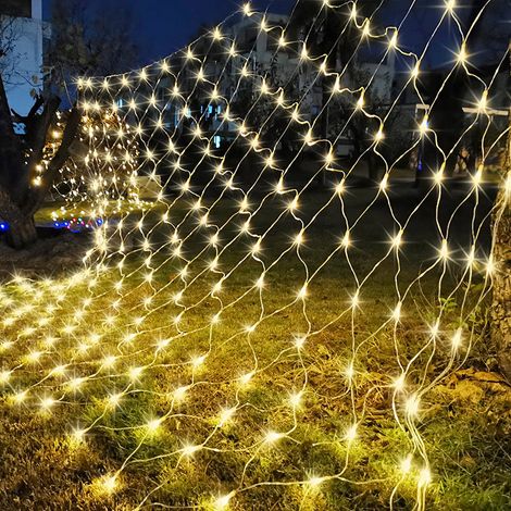 Guirlande Noël 192 LED 3 m x 2 m, 8 modes d'éclairage, fêtes, décoration pour jardins, mariages, lumineuse, terrasses et variateur d'intensité (1/4)