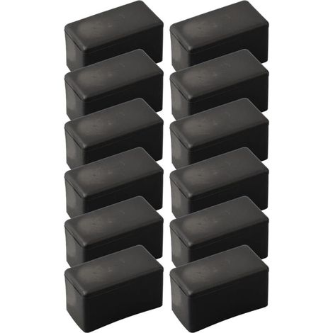 Lot de 12 couvre-pieds rectangulaires en caoutchouc pour meubles rembourrés - Protections de sol carrées - 25 x 50 mm (1/5)