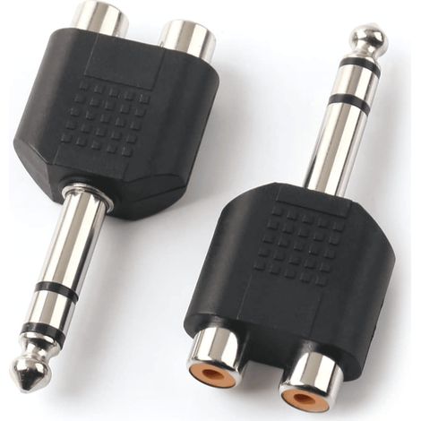 Adaptador audio estereo 2xRCA/H - JACK 6.35/M  Negro (1/5)