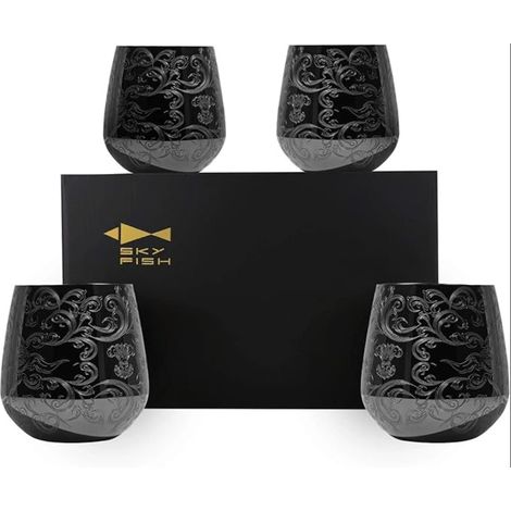 Wine Glasses, Stainless Steel Cocktail Glasses, 500ml, (Black) (1/5)