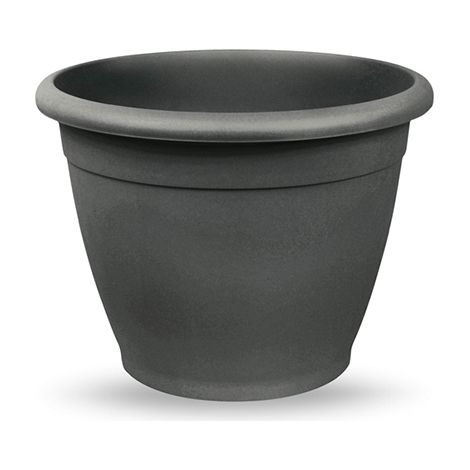 Vaso in plastica rotondo da giardino diametro 18 cm antracite