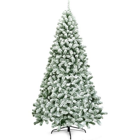 Albero di Natale 225cm con 1364 rami abete innevato base metallica solida
